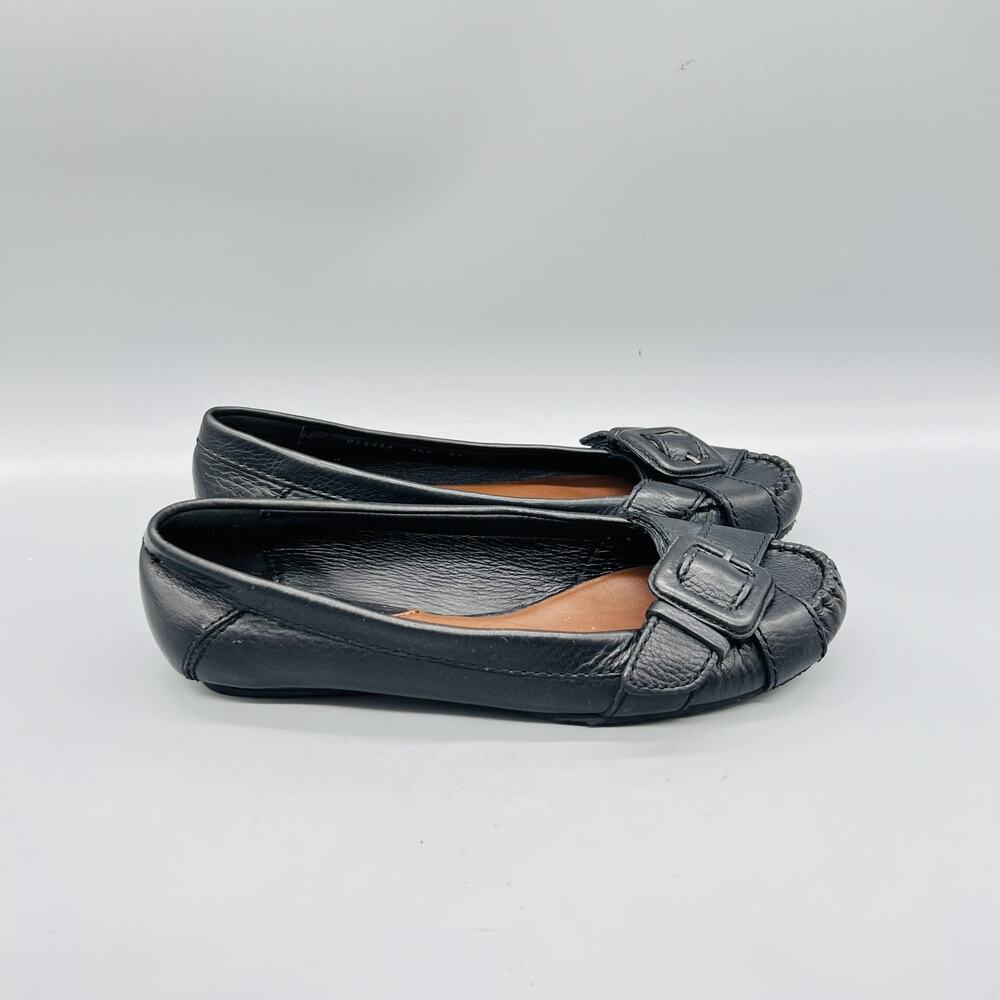 Cole Haan Shoes Womens 7.5 Black Leather Moccasin Flats Buckle Slip On Comfort